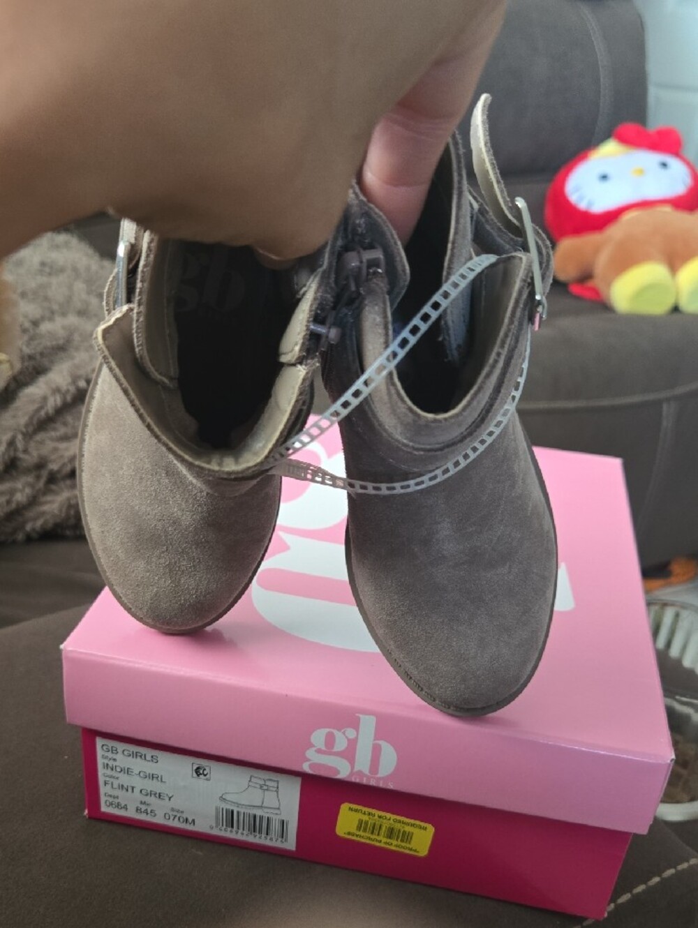GB Girls Flint Grey Suede Lug Ankle Boots - Picture 8 of 8